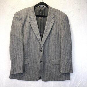 Botany 500 Herringbone‎ 100% Lambswool Blazer Mens 48R Gray Sport Coat Jacket